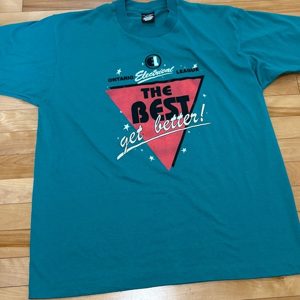 Vintage Single Stitched 90s Teal Green Ontario Electrical League Graphic T-Shirt